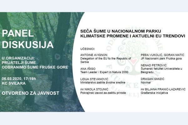Poziv - Panel diskusija o seči šume na Fruškoj gori i klimatskim promena